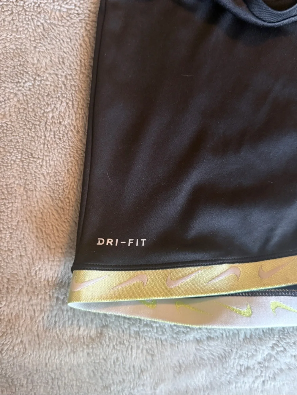 Nike Black Short-Sleeve Dri-FIT Tee with Neon Yellow Swoosh